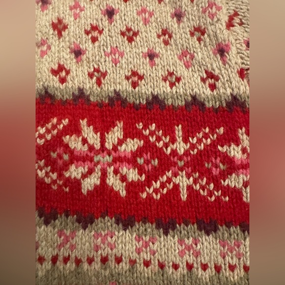 EUC! Eddie Bauer Collectibles Red and Tan Fair Isle Wool Sweater, sz XL Tall - Picture 4 of 10